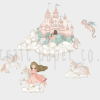 Prenses, Unicorn Ve Şato Duvar Sticker 