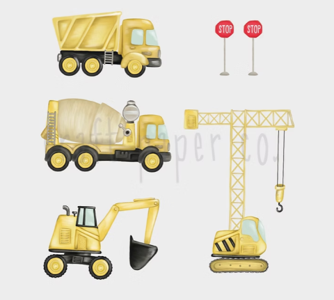 İş Makinaları Duvar Sticker 
