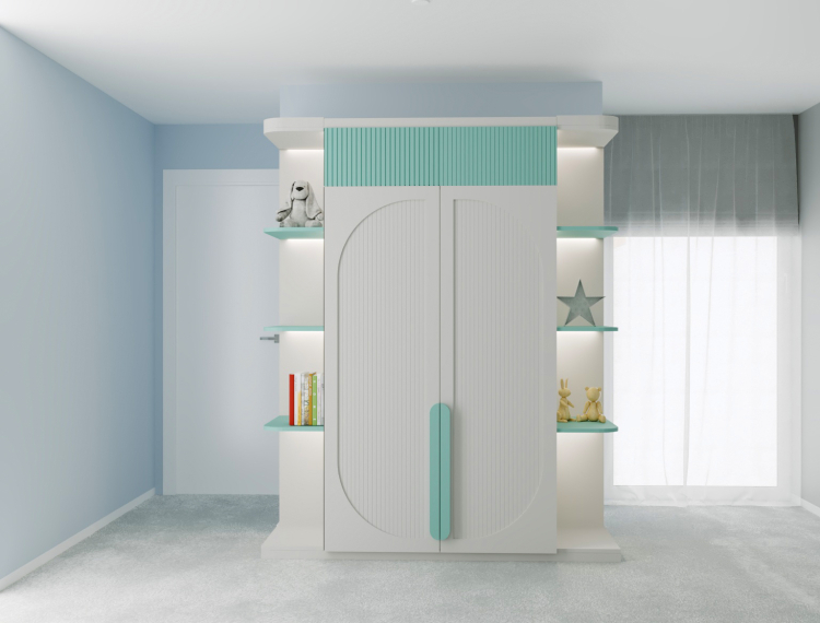 Nova İki Kapaklı ve Raflı Gardırop