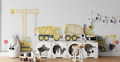 İş Makinaları Duvar Sticker 