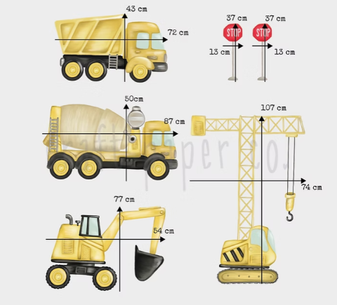 İş Makinaları Duvar Sticker 