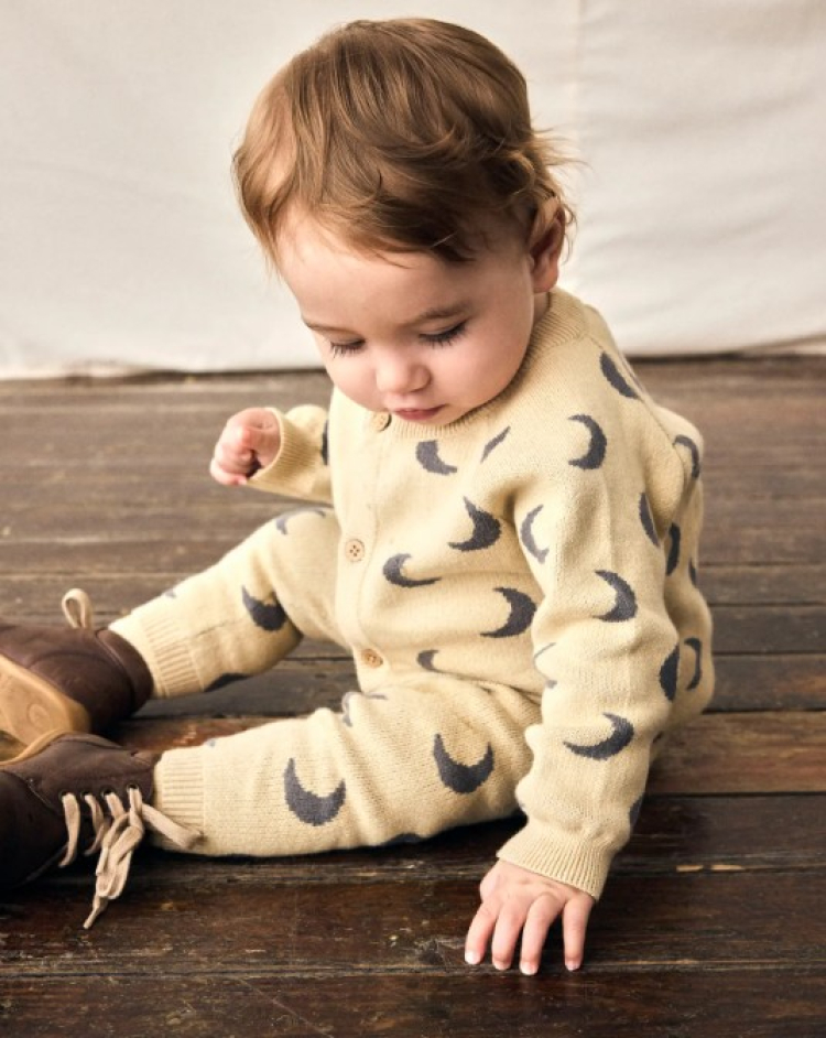 Lil Atelier Ay Desenli Hırka Alt Takım